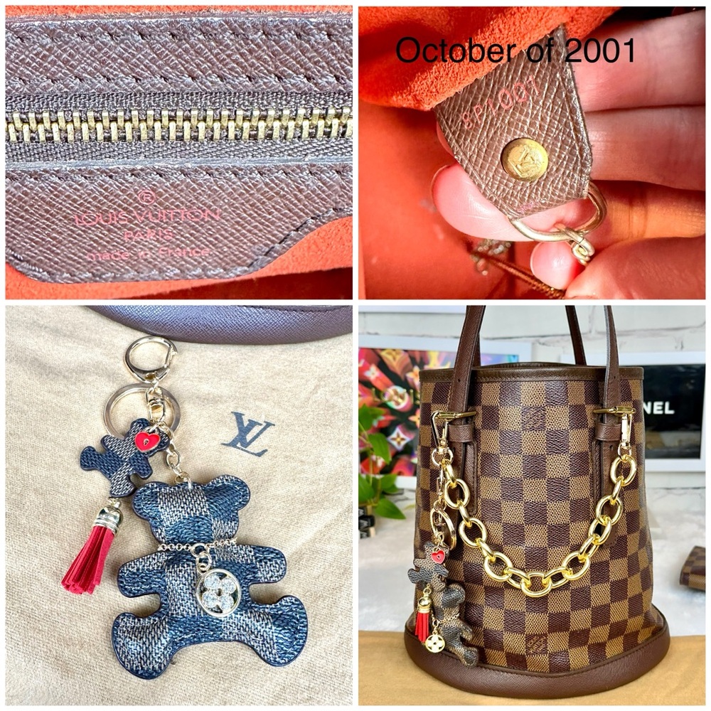Louis Vuitton Marais Bucket Bag PM Damier Ebene & pouch crossbody wristlet NICE! - Picture 9 of 16